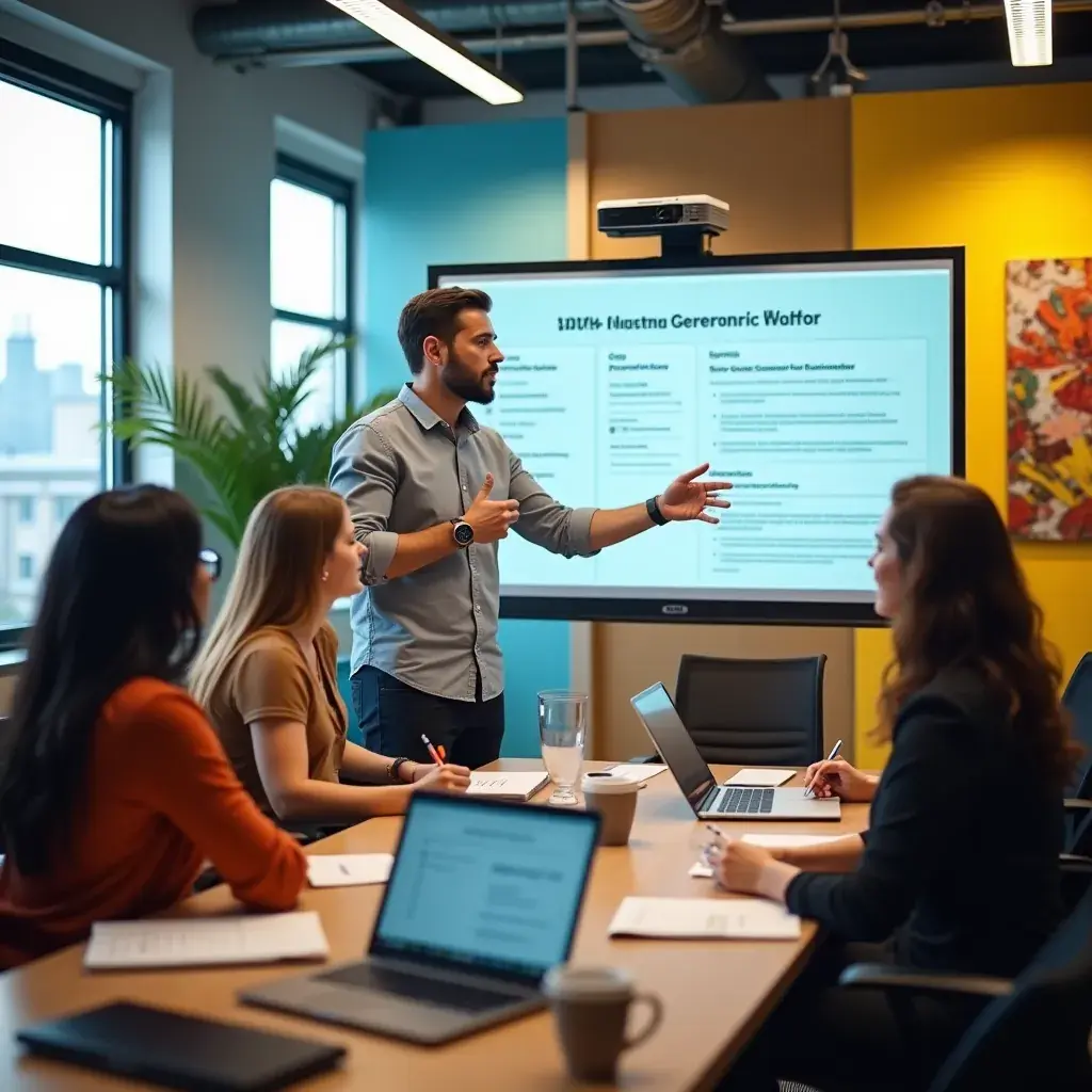 Modern office workspace with collaborative environment